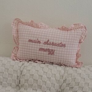 Main Character Energy Pink Ruffle Pillow
